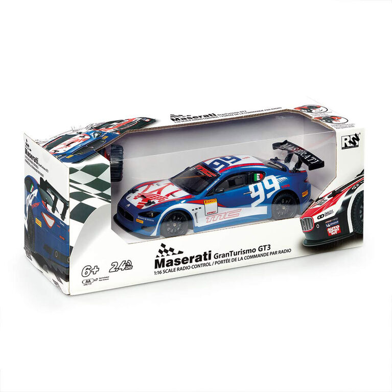 Voiture téléguidée 1/16 Maserati Granturismo GT3 - Bleu - Notre exclusivité