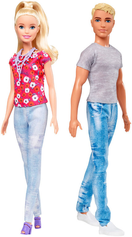 Barbie and Ken Dolls with 5 Outfits for Each, Blonde