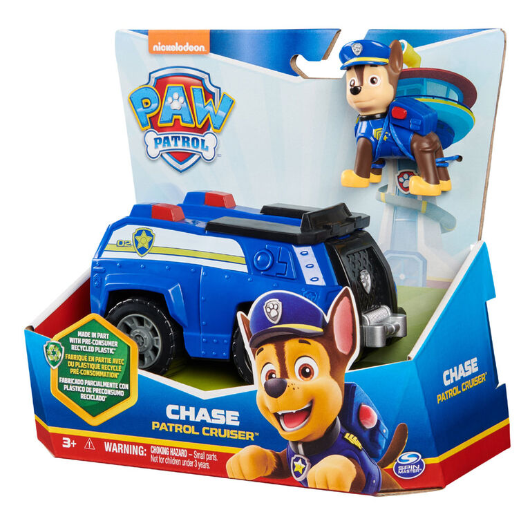 PAW Patrol, Chase's Patrol Cruiser, Toy Car with Collectible Action Figure, Sustainably Minded Kids Toys