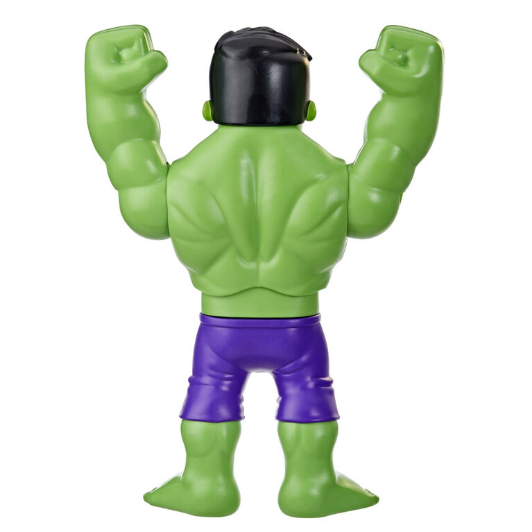 Marvel Spidey and His Amazing Friends Power Smash Hulk, Face-Changing 10-inch Hulk Figure with Brick Wall Accessory