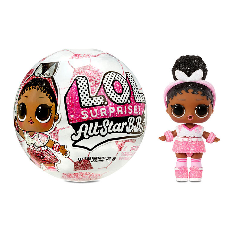 Poupées scintillantes sportives de l'équipe de soccer LOL Surprise All-Star B.B.s de la série 3 avec 8 surprises, accessoires, poupée surprise