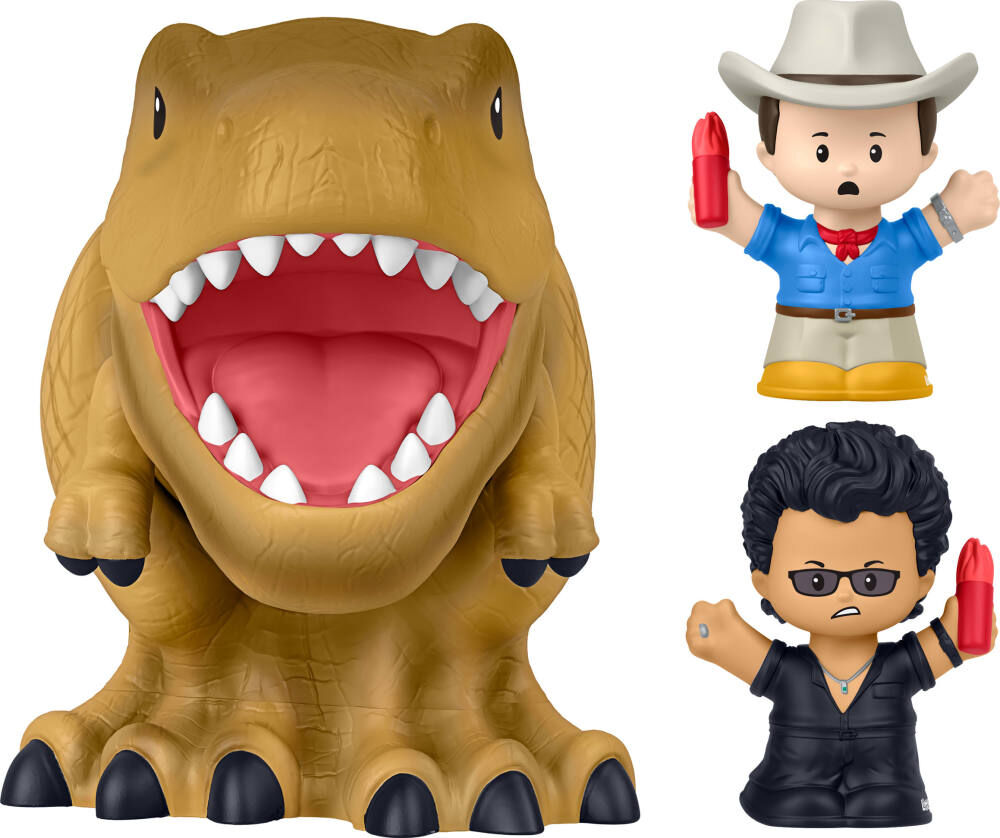 Little People Collector Jurassic Park Special Edition Set with Dinosaur for Movie Fans, 3 Figures