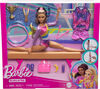 Barbie Gymnastics Playset with Brunette Fashion Doll, Balance Beam, 10+ Accessories & Flip Feature
