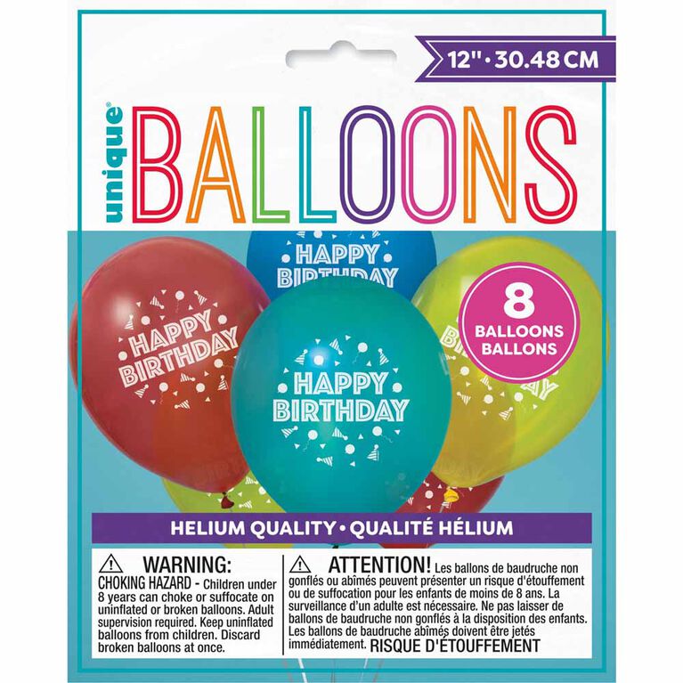 8 Ballons 12 Po - Balloon Party Birthday - Édition anglaise - Édition anglaise