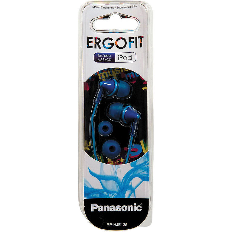 Écouteurs ergonomiques à isolation sonore RPHJE125 de Panasonic - bleu
