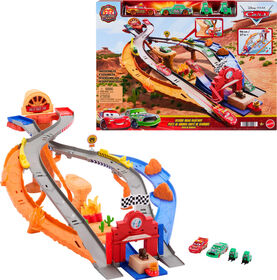 Disney and Pixar Cars Radiator Springs Race & Rescue Rescue Road Raceway Playset with 4 Toy Cars