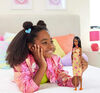 Barbie Fashionistas Doll #233 in Checkered Flower Midi Dress, Black Hair