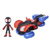 Marvel Spidey and His Amazing Friends, figurine Miles Morales avec véhicule Techno-quad convertible
