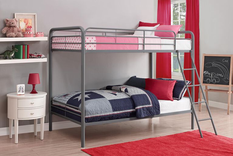 DHP Twin over Twin Bunk Bed -  Silver