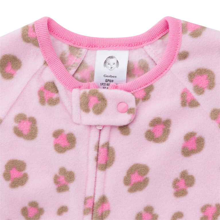 Gerber Childrenswear - 1-Pack Blanket Sleeper - Leopard - Pink 2T