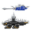 Power Rangers Dino Fury Blue Tricera Blade and Black Stego Spike Zord, Zord Link Mix-and-Match Custom Build System