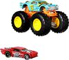 Hot Wheels Monster Trucks 1:64 Scale Vehicles 2 Pack; 1 Die-Cast Truck & 1 Car