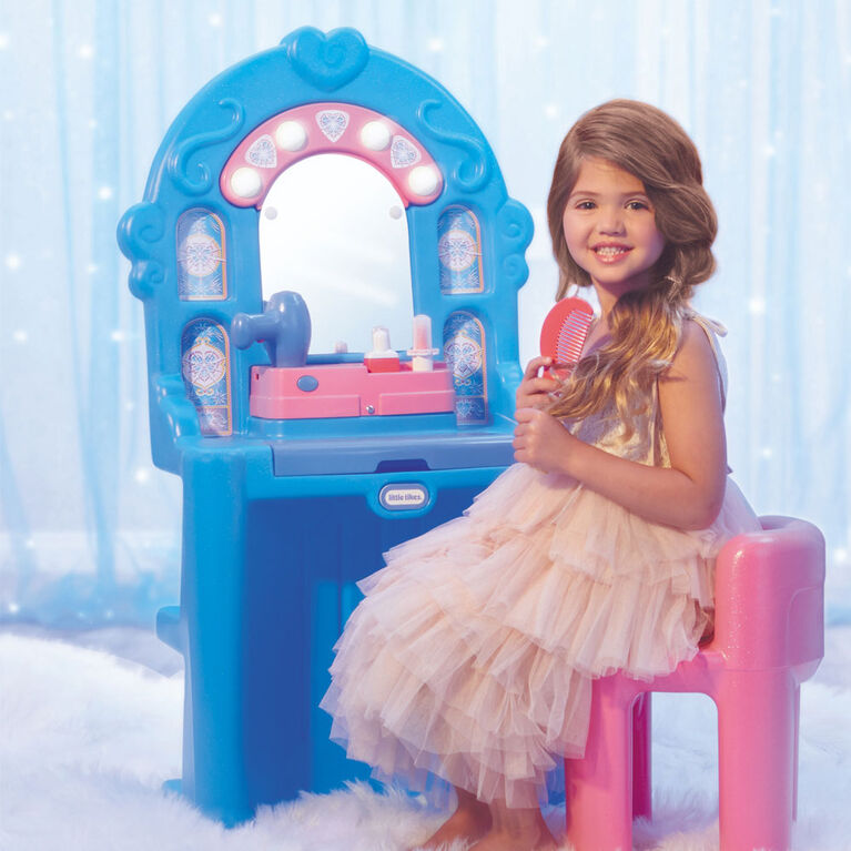 Miroir magique de princesse de glace Little Tikes - coiffeuse pour jeu de rôle avec lumières, sons et accessoires de beauté factices - Notre exclusivité