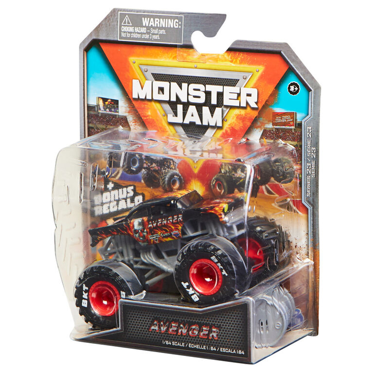 Monster Jam, Official Avenger Fire Monster Truck, Die-Cast Vehicle, Arena Favorites Series, 1:64 Scale
