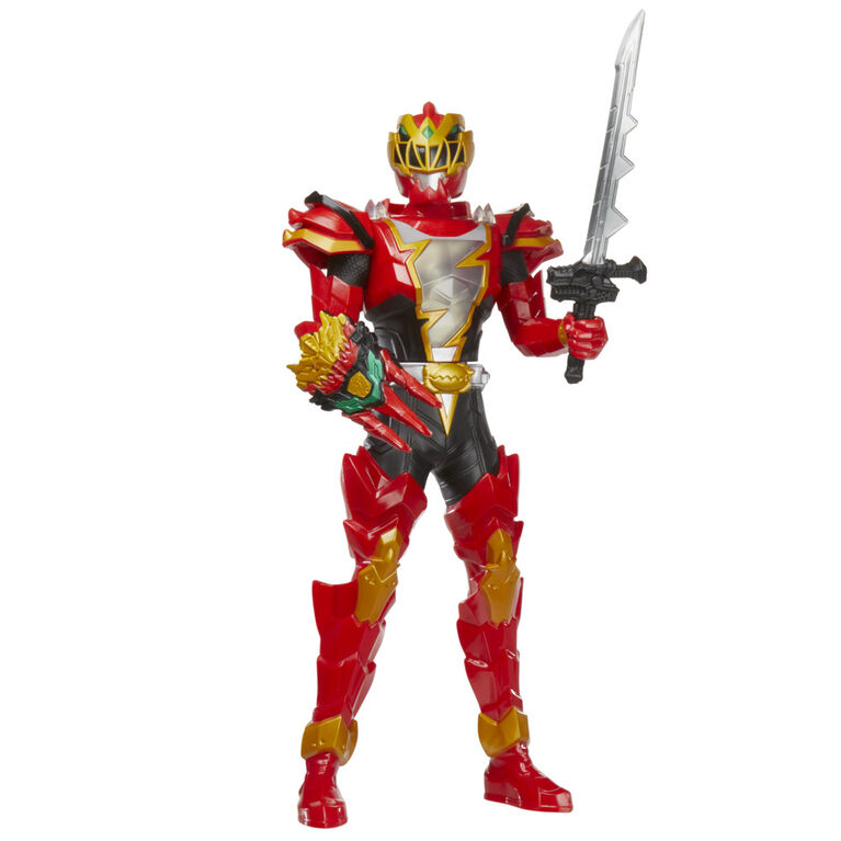 Power Rangers Dino Fury Spiral Strike Red Ranger 12-inch Scale Electronic Spinning and Light FX Action Figure Toy, Includes 2 Accessories