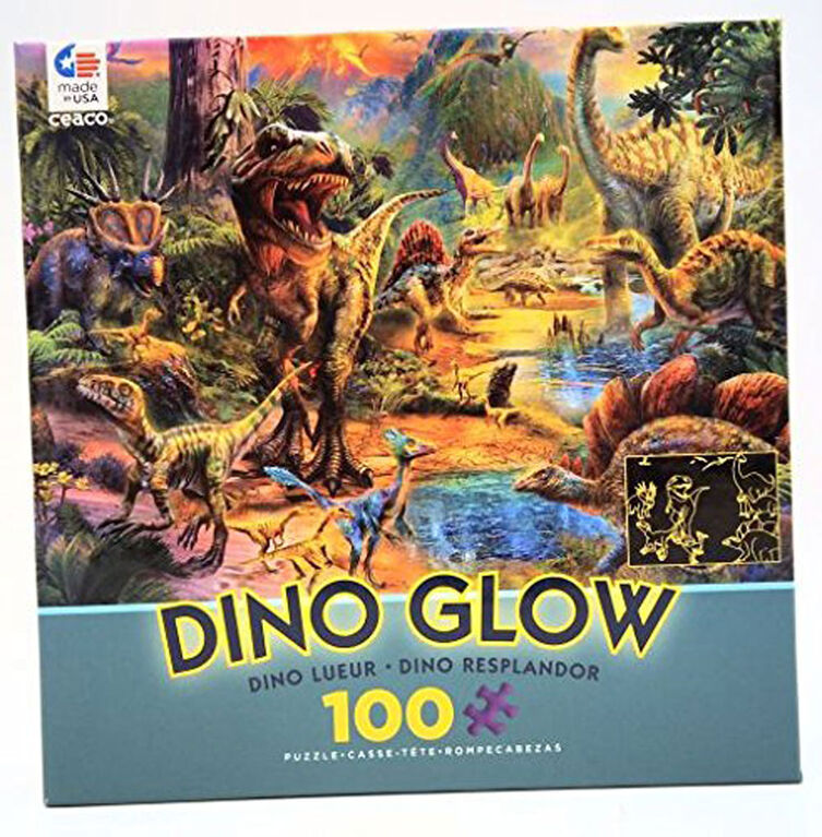 Ceaco Dino Glow Landscape Of Dinosaurs Dino Glow In The Dark 100