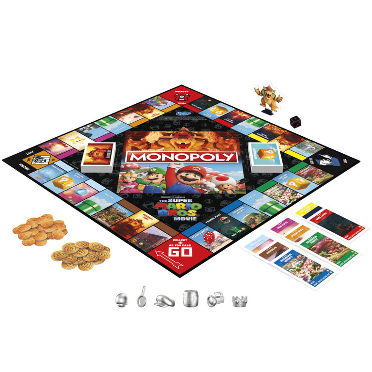 Monopoly The Super Mario Bros. Movie Edition Kids Board Game, Includes Bowser Token