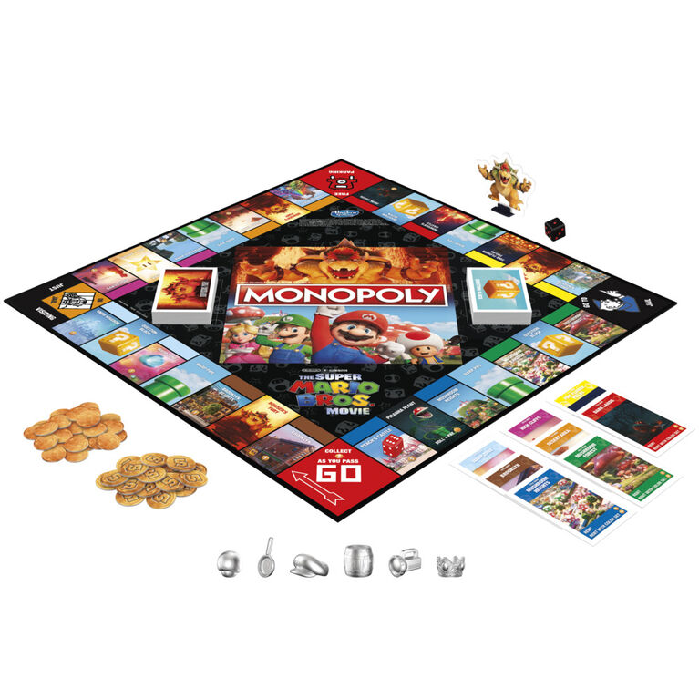 Monopoly : éditon film Super Mario Bros., jeu de plateau pour enfants, inclut pion Bowser