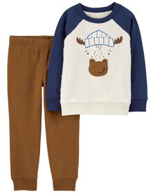 Carter's Two Piece Moose Pullover and Pant Set Brown  6M