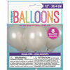 12" Latex Balloons, 8 Pieces - Silver