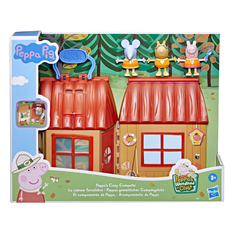 Peppa's Woodland Club La cabane forestière, inclut 1 cabane, 3 figurines de 7,5 cm et 6 accessoires - Notre exclusivité