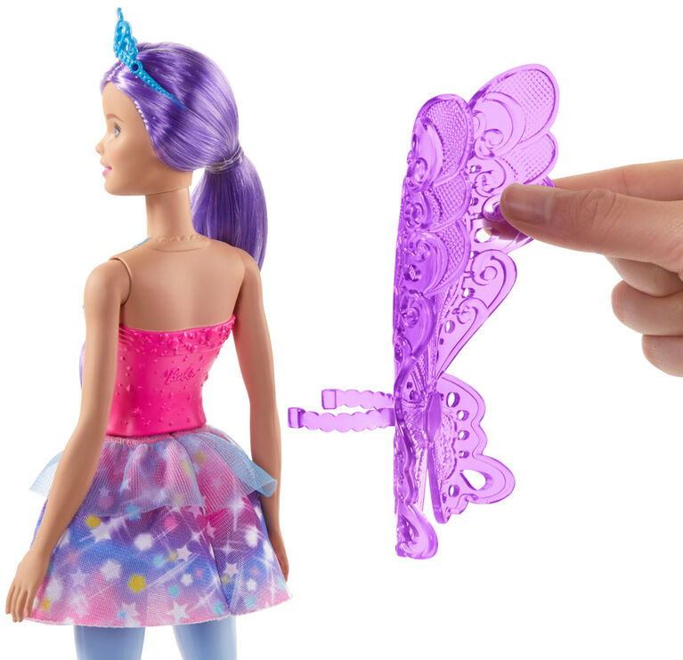 Barbie Dreamtopia Fairy Doll, 12-inch, Purple Hair, with Wings and Tiara