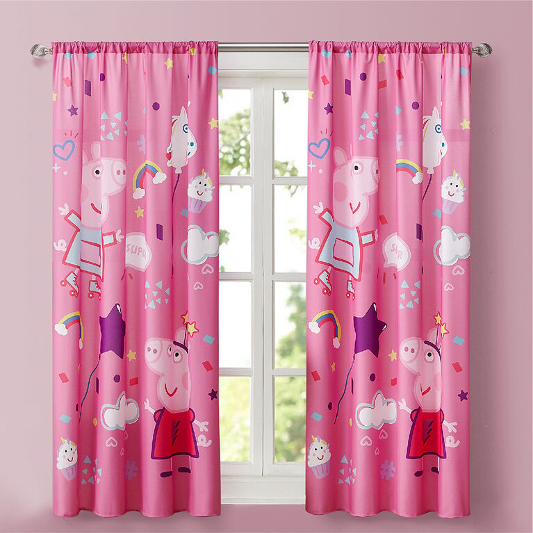 Peppa Pig Window Curtains for Kids, Set of 2 Panels