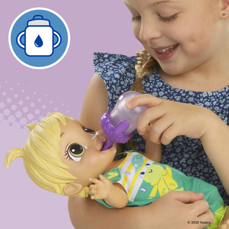 Baby Alive Baby Gotta Bounce Doll, Frog Outfit, Bounces with 25+ SFX and Giggles, Drinks and Wets