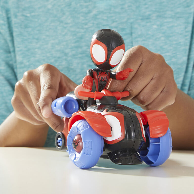 Marvel Spidey and His Amazing Friends, figurine Miles Morales avec Techno-quad