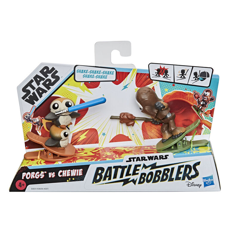 Star Wars Battle Bobblers Porgs Vs Chewbacca Clippable Battling Action Figure
