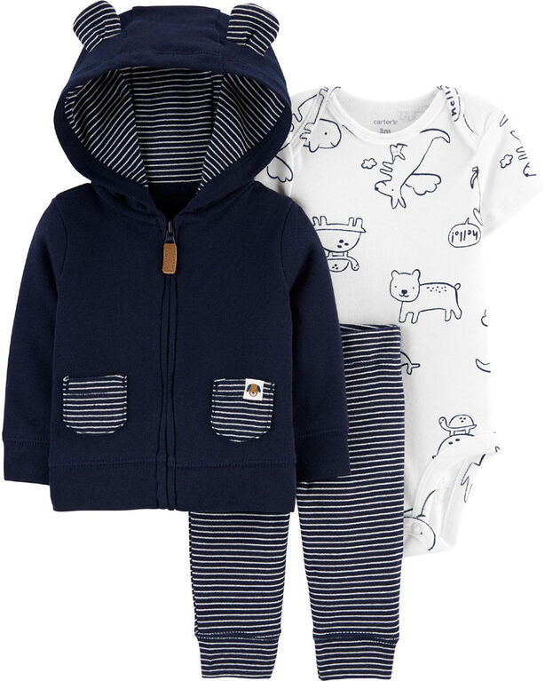 Carter's 3-Piece Animals Little Jacket Set Navy - 9 Months