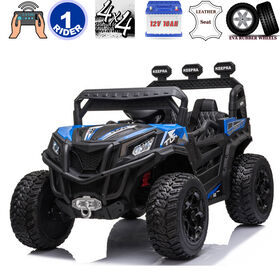 KidsVip 12V Kids and Toddlers Junior Sport Utility Ride On Buggy/UTV w/Remote Control - Blue - English Edition