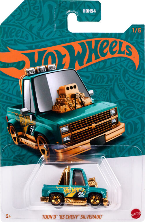 Hot Wheels 1:64 Scale Die-Cast Toon'd '83 Chevy Silverado Turquoise- & Copper-Colored Deco
