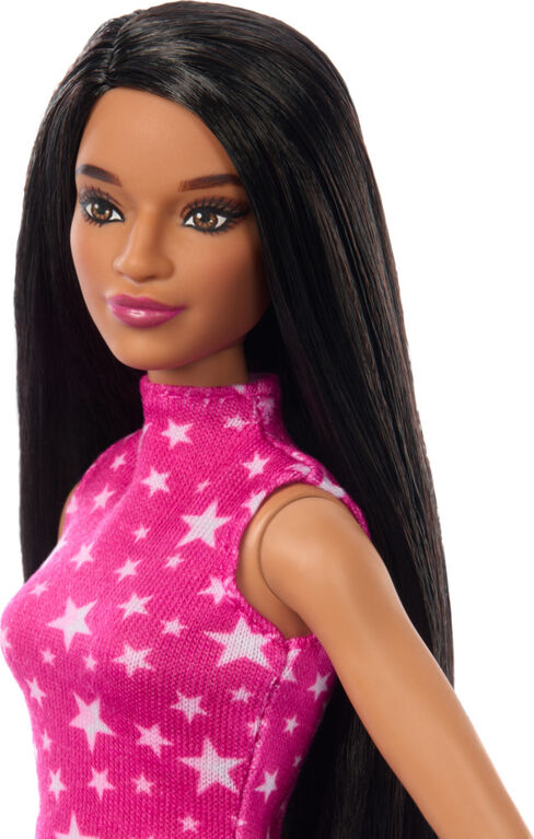 Barbie Fashionistas Doll #215 with Black Straight Hair & Iridescent Skirt, 65th Anniversary