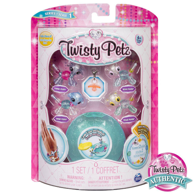 Twisty Petz - Babies 4-Pack Pandas and Puppies Collectible Bracelet Set for Kids