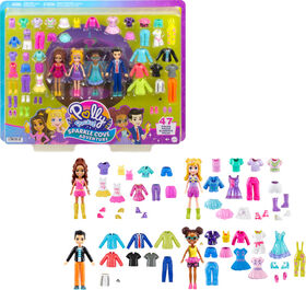 Polly Pocket Sparkle Cove Adventure Fashion Pack Playset with 4 Dolls and 45+ Total Pieces