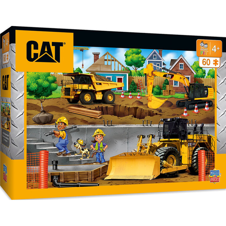 Caterpillar Right Fit Construction Trucks 60 Piece Kids Puzzle - English Edition