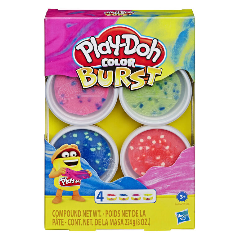 Play-Doh Color Burst, 4 pots de pâte atoxique, couleurs vives