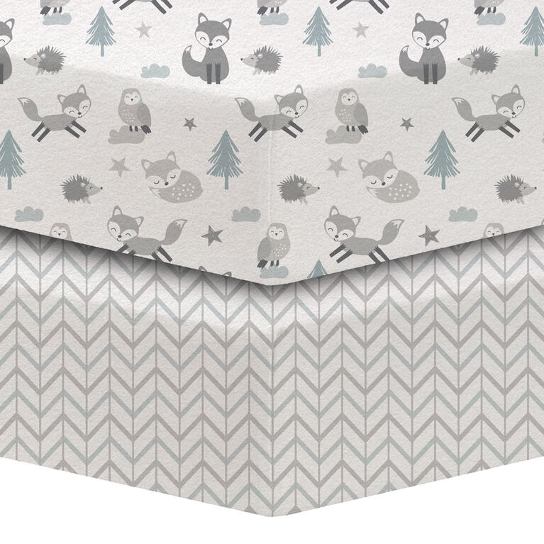 Koala Baby paquet de 2 draps de berceau en flanelle New Fox