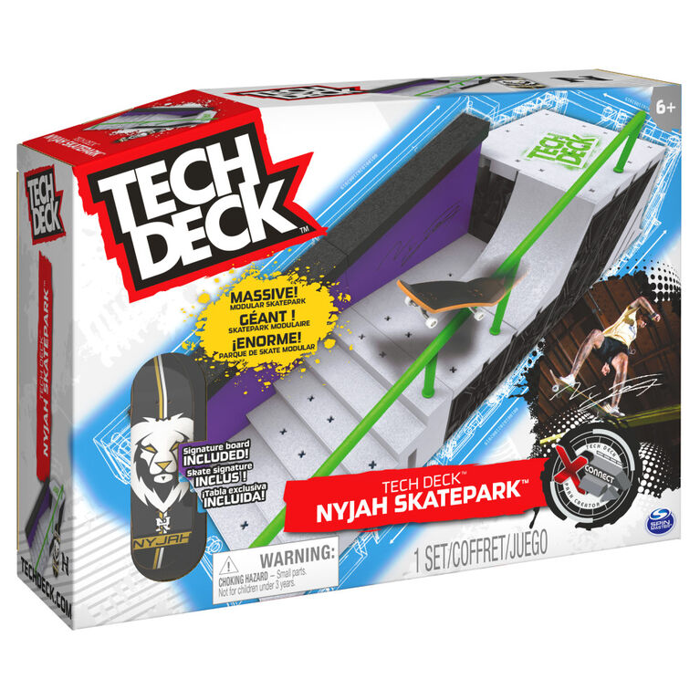 Tech Deck, Nyjah Skatepark X-Connect Park Creator, Massive Customizable Skatepark Ramp Set with Exclusive Fingerboard