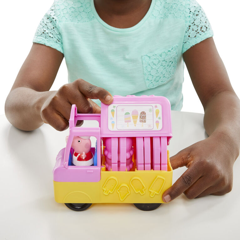 Play-Doh Peppa's Ice Cream Playset with Ice Cream Truck, Peppa and George Figures, and 5 Non-Toxic Modeling Compound Cans