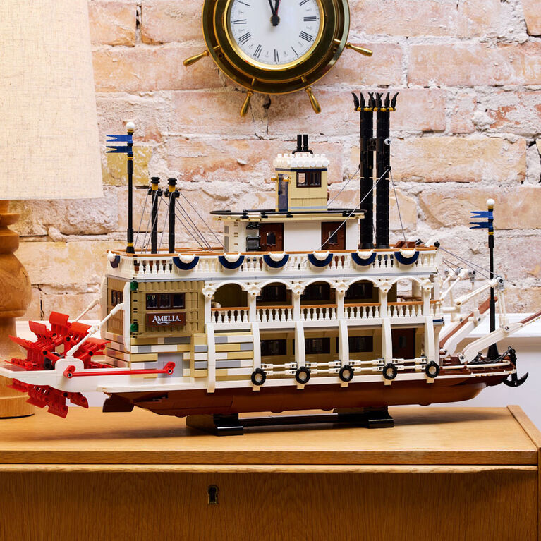 LEGO Ideas Le Bateau à Vapeur Fluvial, Décor Nautique pour la Maison, Ensemble de Bateau à Collectionner, Cadeau de Voyage 21356