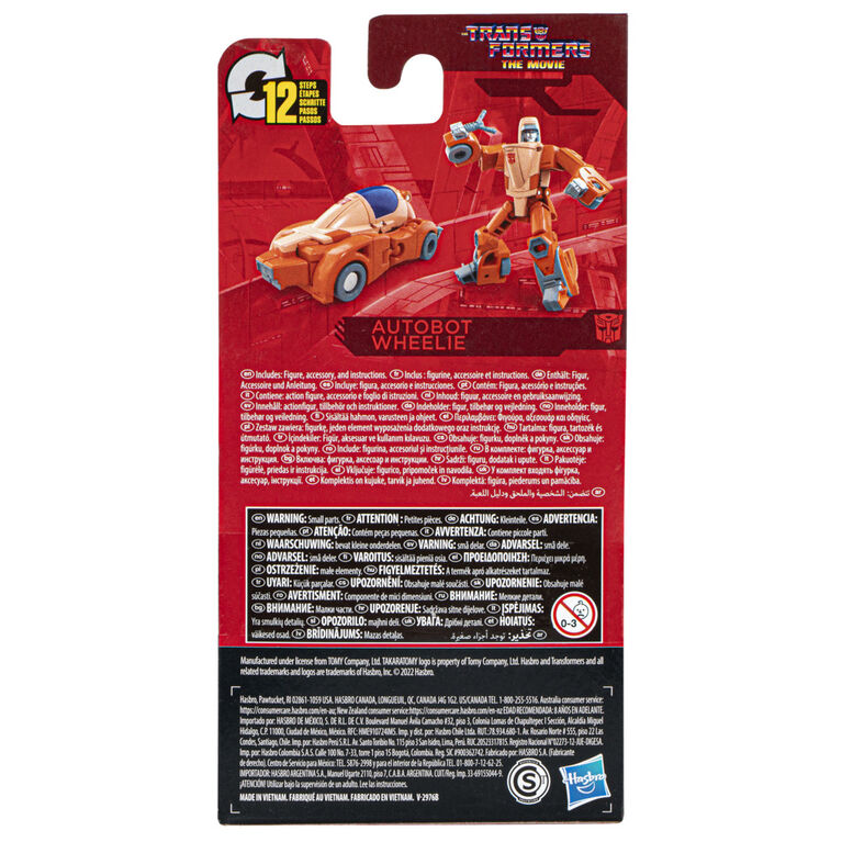 Transformers Toys Studio Series Core Class The Transformers: The Movie Autobot Wheelie Action Figure - 3.5-inch