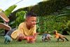 Jurassic World Rebirth Wild Roar Nasutoceratops Dinosaur Toy, Tail Controlled Attack Chomp & Sound