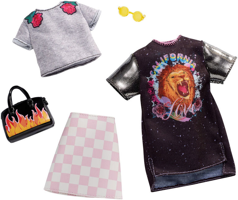 Barbie - Tenues - Coffret de 2 - T-shirt rock et carreaux.