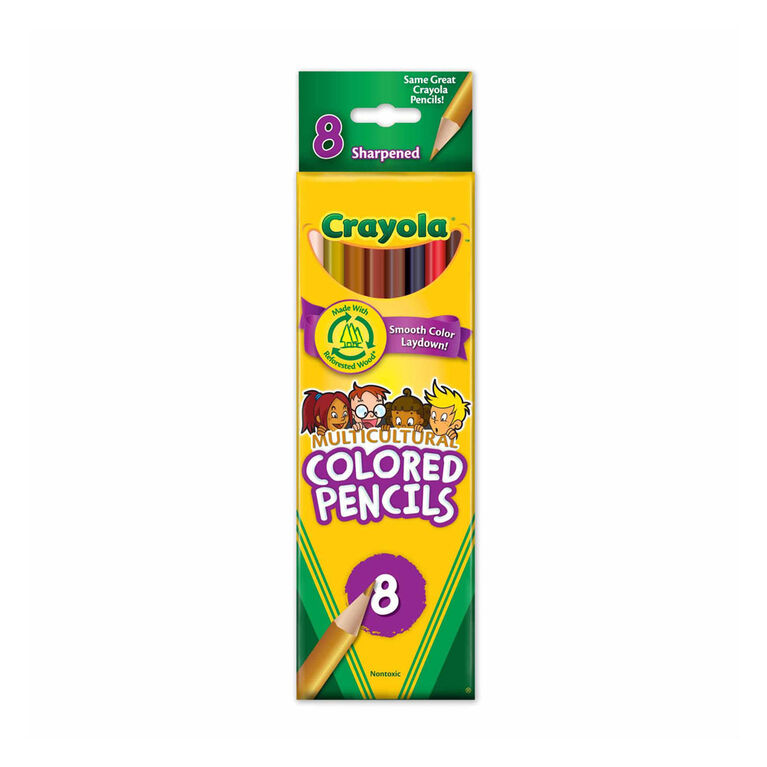 Crayons de couleur multiculturels Crayola, 8 unités - Édition anglaise