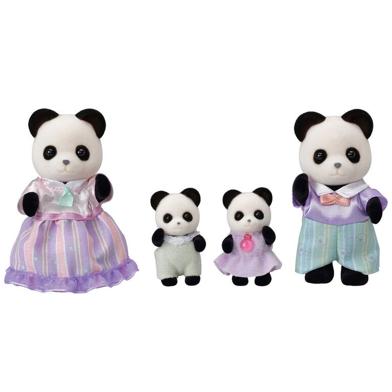 Calico Critters Pookie Panda Family, Set of 4 Collectible Doll Figures