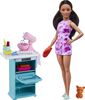 Barbie Coffret de jeu Cuisine et poupée, animal et accessoires