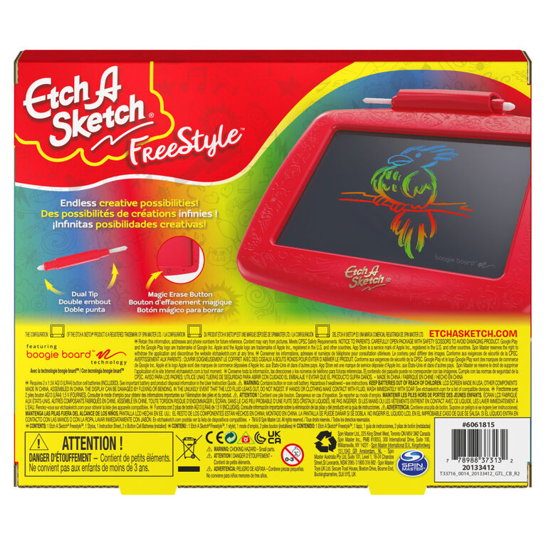 Etch A Sketch Freestyle, tablette à dessin avec stylet/stylo 2 en 1 et pinceau, écran magique