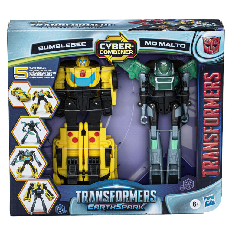 Transformers EarthSpark Cyber-Combiner, figurines Bumblebee et Mo Malto
